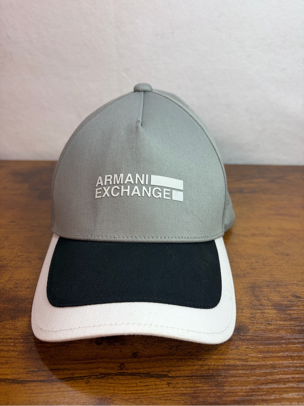 Armani Exchange Gray, Black and White Logo Baseball Cap